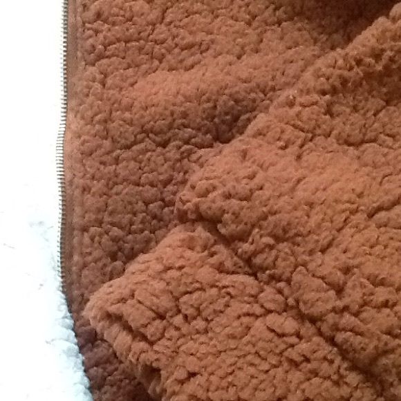 Sale! Rust Contrasting Fuzzy Sherpa Jacket - Picture 8 of 8